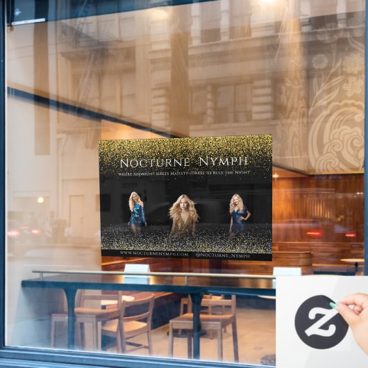 Black Glitter Models Dresses Boutique Decor Fensteraufkleber (Café-Fenster)