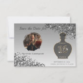 Black Glitter Paris Duftstudio Sweet 16 Save The Date (Vorderseite)