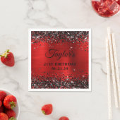 Black Glitter Red Foil 21st Birthday Serviette (Beispiel)