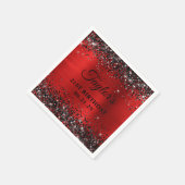 Black Glitter Red Foil 21st Birthday Serviette (Ecke)