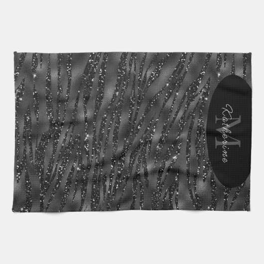 Black Glitter Spa Sophisticate Geschirrtuch (Horizontal)