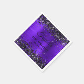 Black Glitter Violet Foil 21st Birthday Serviette (Ecke)