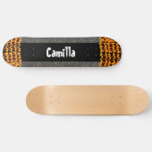 Black Glittery Design Individuelle Name Skate Deck Skateboard (Horizontal)