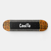 Black Glittery Design Individuelle Name Skate Deck Skateboard (Horizontal)