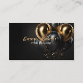 Black Glittery Gold Balloon Event-Visitenkarte Visitenkarte (Vorderseite)