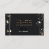 Black Glittery Gold Balloon Visitenkarte (Rückseite)