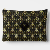 Black Glittery Gold & Silver Art Deco Muster