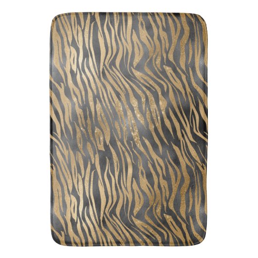 Black Glitz Gold Animal Print Badematte (Vorderseite Vertikal)