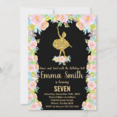 Black Glitzer Ballerina Geburtstagseinladungen Einladung (Vorderseite)