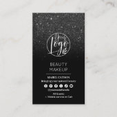Black Glitzer Beauty Makeup Artist Fotos QR Code Visitenkarte (Vorderseite)