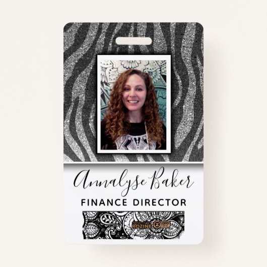 Black Glitzer Beruflich CNA Nurse Foto Name Ausweis (Vorderseite)