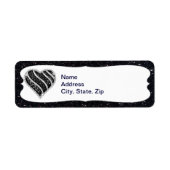 Black Glitzer Black Heart Address Labels (Vorne)