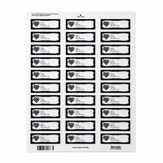 Black Glitzer Black Heart Address Labels (Vorne)