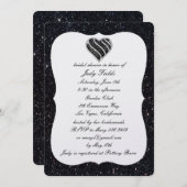Black Glitzer Black Heart Bridal Dusche Einladung (Vorne/Hinten)