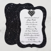 Black Glitzer Black Heart Bridal Dusche Einladung (Vorne/Hinten)