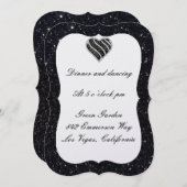 Black Glitzer Black Heart Empfang Card Einladung (Vorne/Hinten)
