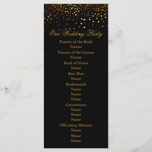 Black Glitzer Confetti Imitate Foil Wedding Progra Programm (Rückseite)