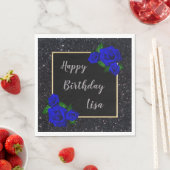 Black Glitzer Deep Blue Rose Geburtstag Serviette (Beispiel)
