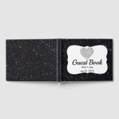 Black Glitzer Diamond Heart Guestbook Gästebuch (Voll)