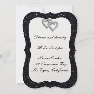 Black Glitzer Diamond Hearts Empfang Card Einladung