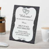 Black Glitzer Diamond Hörer Hochzeitssicherheit Sockelschild (In SItu)