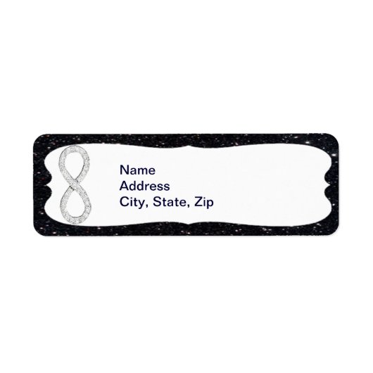 Black Glitzer Diamond Infinity Address Labels (Vorne)