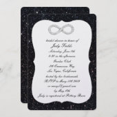 Black Glitzer Diamond Infinity Brautparty Einladung (Vorne/Hinten)