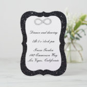 Black Glitzer Diamond Infinity Empfang Card Einladung (Stehend Vorderseite)