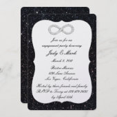 Black Glitzer Diamond Infinity Engagement Party Einladung (Vorne/Hinten)