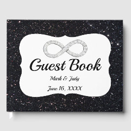 Black Glitzer Diamond Infinity Guestbook Gästebuch