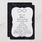 Black Glitzer Diamond Infinity Junggeselinnen-Absc Einladung (Vorne/Hinten)