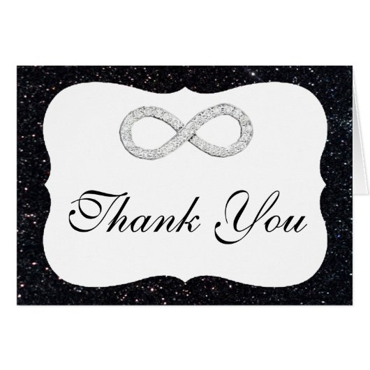 Black Glitzer Diamond Unendlichkeit Danke Karte (Vorderseite (Horizontal))