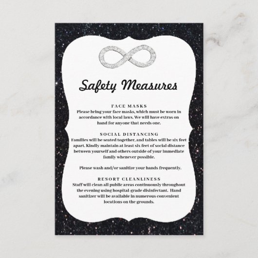 Black Glitzer Diamond Unendlichkeit Sicherheitsmaß Begleitkarte (Vorderseite)