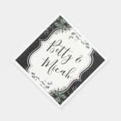 Black Glitzer & Eucalyptus Wedding Napkins Serviette (Ecke)