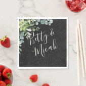 Black Glitzer & Eukalyptus Wedding Serviette (Beispiel)