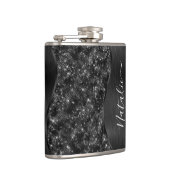 Black Glitzer Glam Bling Personalisiert Metallic Flachmann (Rechts)