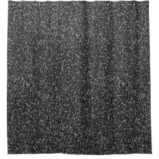 Black Glitzer Glam Sparkle Duschvorhang (Vorderseite)