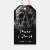 Black Glitzer Glam Sparkle Skull Gothic Geschenkanhänger (Rückseite)