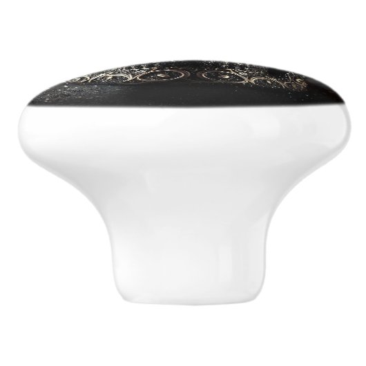 Black Glitzer Glam Sparkle Skull Gothic Keramikknauf (Seitenansicht)