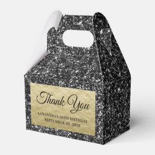 Black Glitzer Gold 50. Geburtstag Vielen Dank Geschenkschachtel