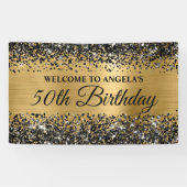 Black Glitzer Gold Foil 50. Geburtstag Willkommen Banner (Horizontal)