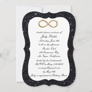 Black Glitzer Gold Infinity Brautparty laden ein Einladung
