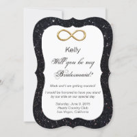 Black Glitzer Gold Infinity Bridesmaid Card
