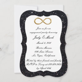 Black Glitzer Gold Infinity Engagement Party Einladung