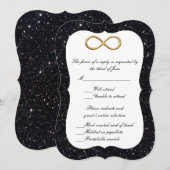 Black Glitzer Gold Infinity Response Card Einladung (Vorne/Hinten)