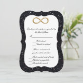Black Glitzer Gold Infinity Response Card Einladung (Stehend Vorderseite)