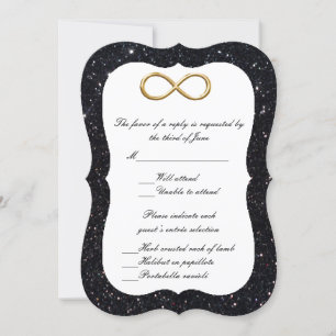 Black Glitzer Gold Infinity Response Card Einladung