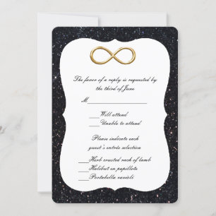 Black Glitzer Gold Infinity Response Card Einladung