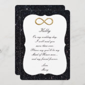 Black Glitzer Gold Infinity Trauzeugin Card Einladung (Vorne/Hinten)