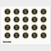 Black Glitzer Gold Monogram Wedding Umschlag Aufkl Runder Aufkleber (Blatt)